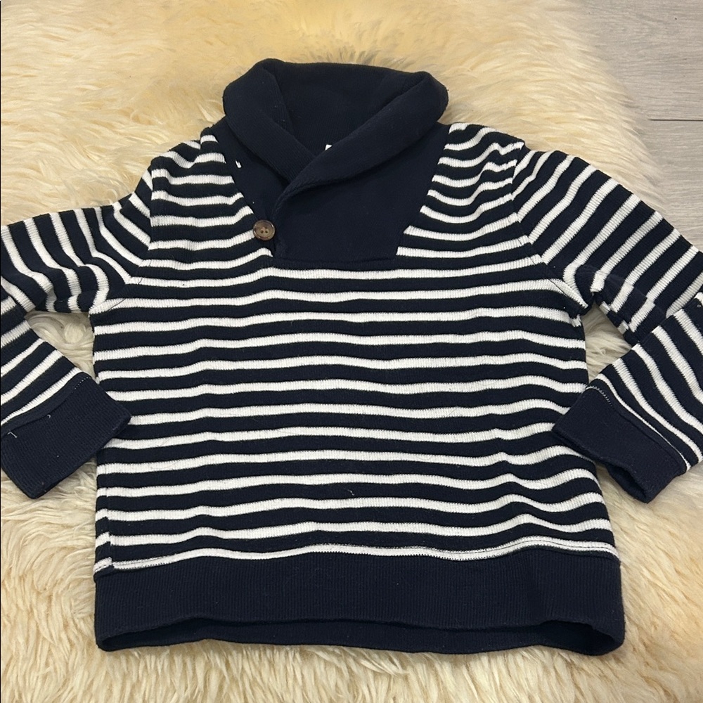 GAP Navy and White Striped Cowl Neck Sweater